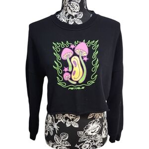 Petals Groovy  Mushroom Cropped Sweatshirt